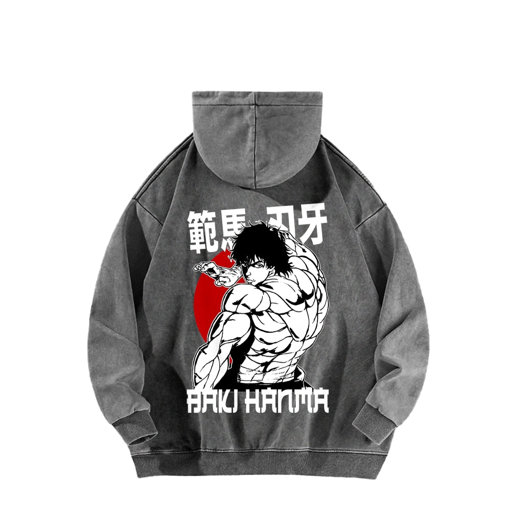 Baki hanma Unisex Washed Hoodie 2602004341