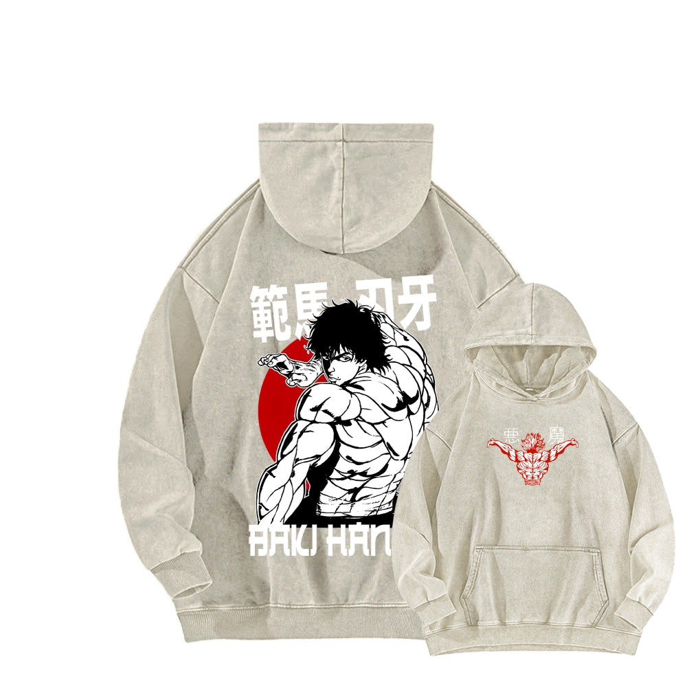 Baki hanma Unisex Washed Hoodie 2602004341