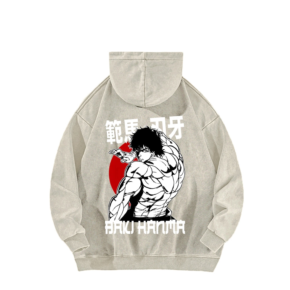 Baki hanma Unisex Washed Hoodie 2602004341