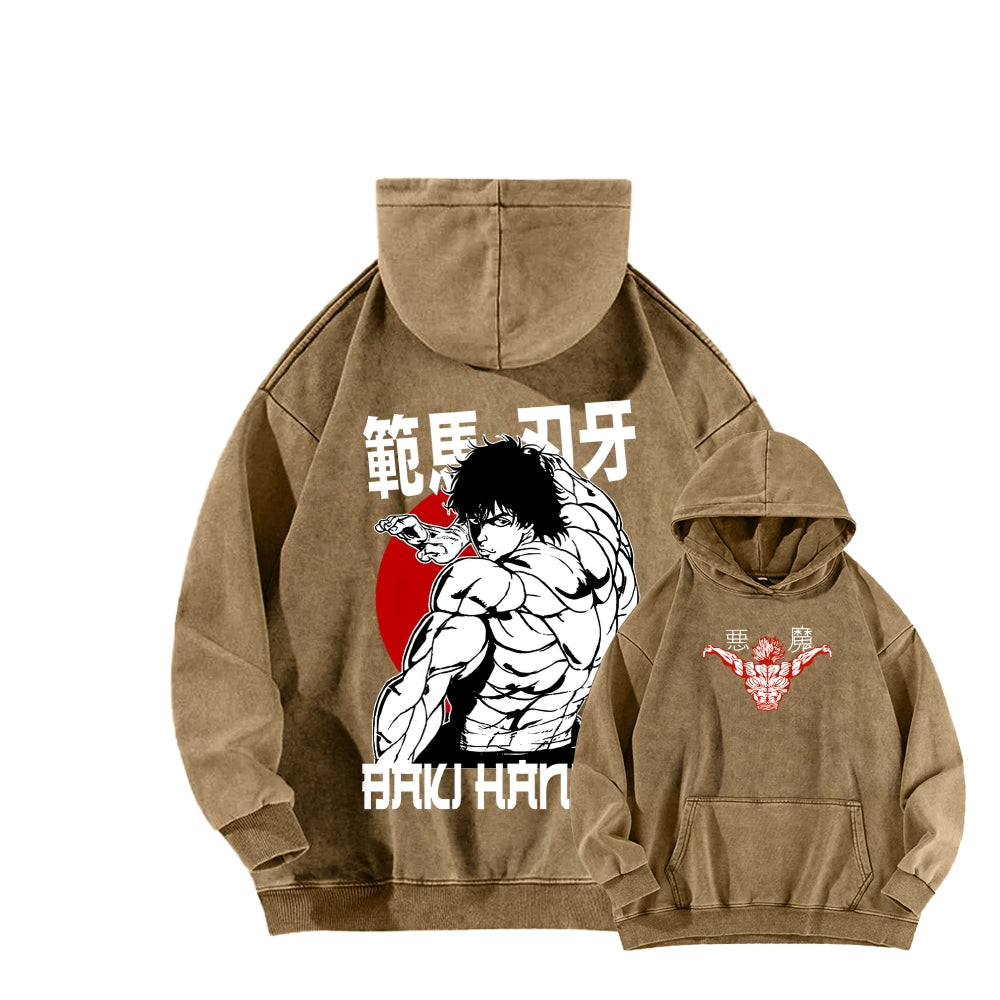 Baki hanma Unisex Washed Hoodie 2602004341