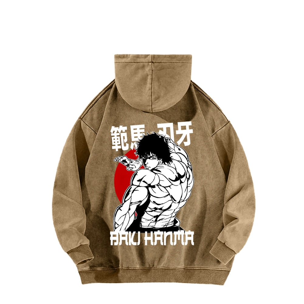 Baki hanma Unisex Washed Hoodie 2602004341
