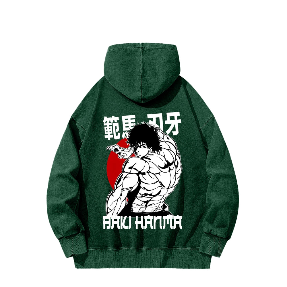 Baki hanma Unisex Washed Hoodie 2602004341