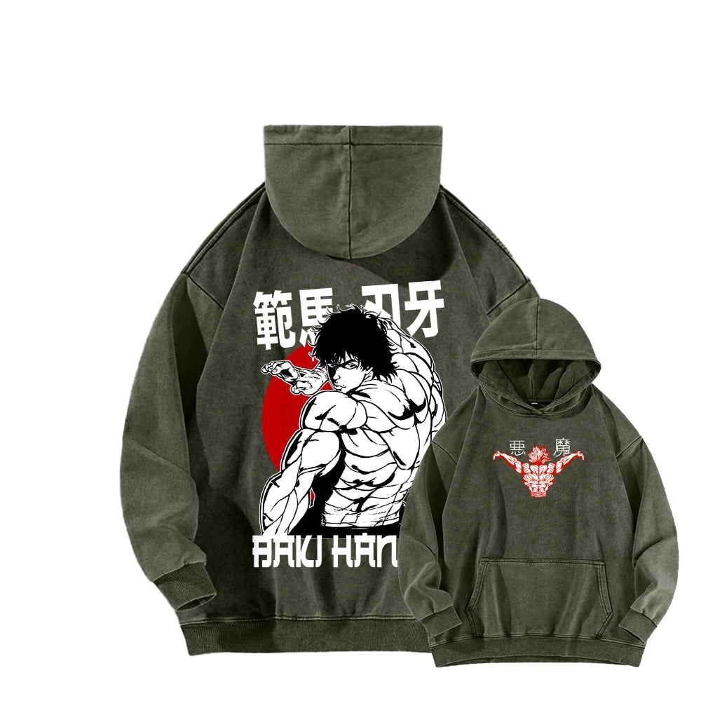 Baki hanma Unisex Washed Hoodie 2602004341