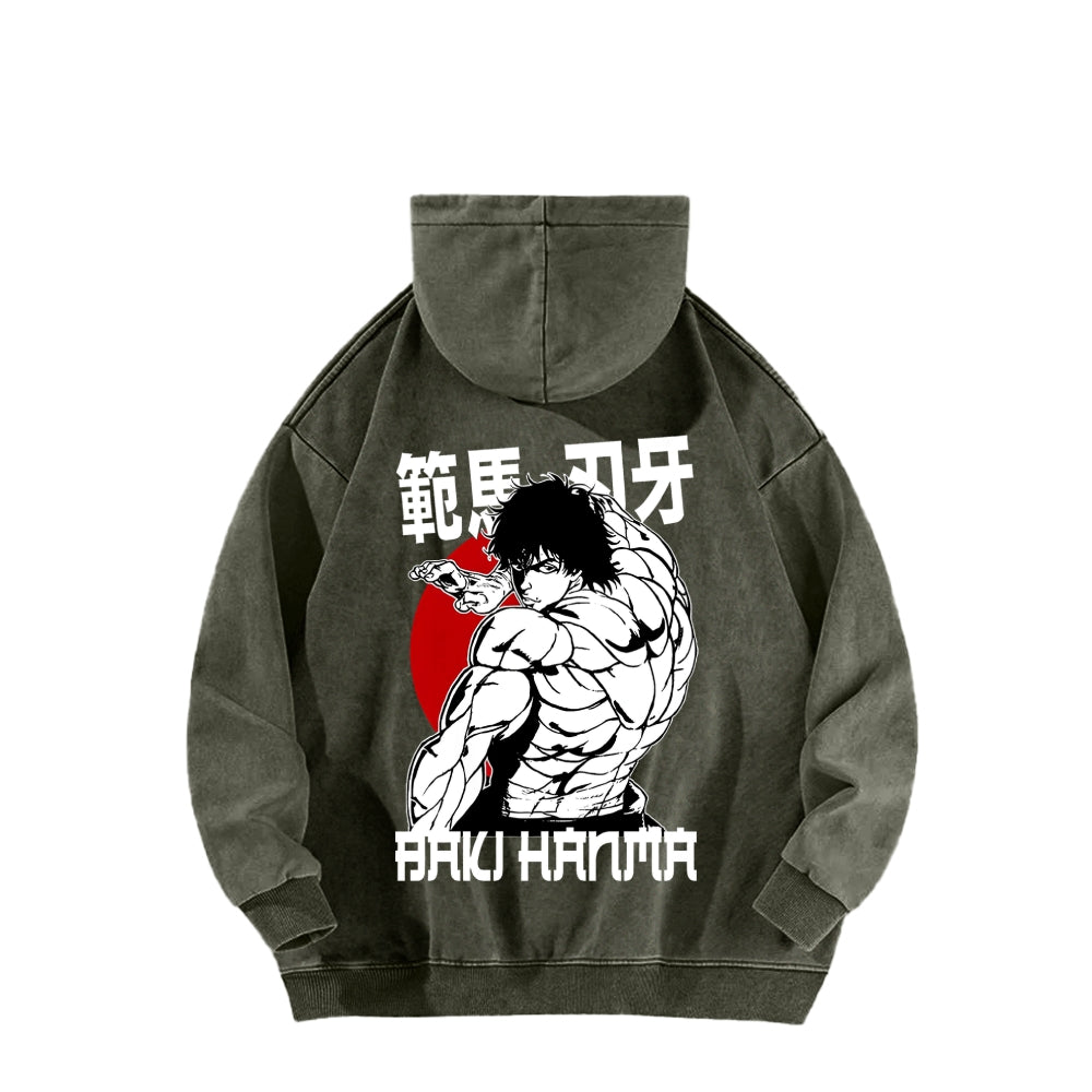 Baki hanma Unisex Washed Hoodie 2602004341