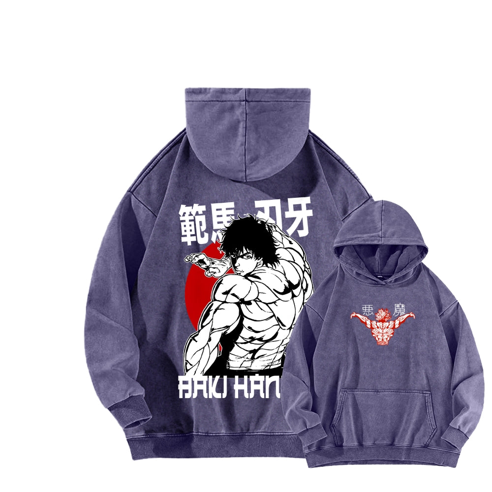 Baki hanma Unisex Washed Hoodie 2602004341