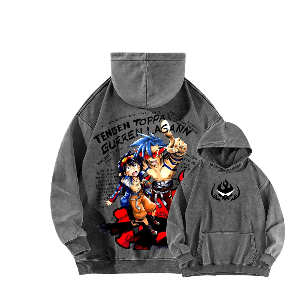 Gurren lagann Tengen Toppa Unisex Washed Hoodie 2603014191
