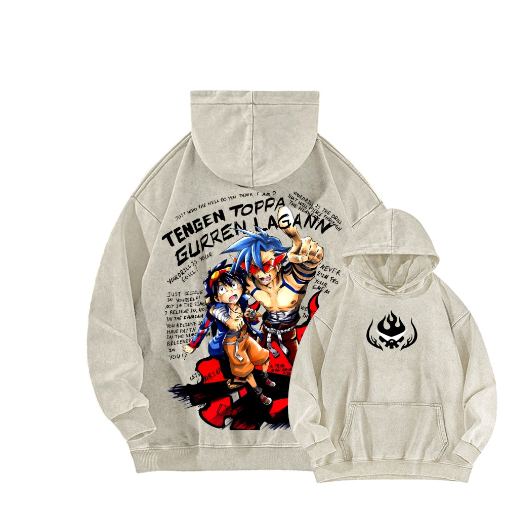 Gurren lagann Tengen Toppa Unisex Washed Hoodie 2603014191
