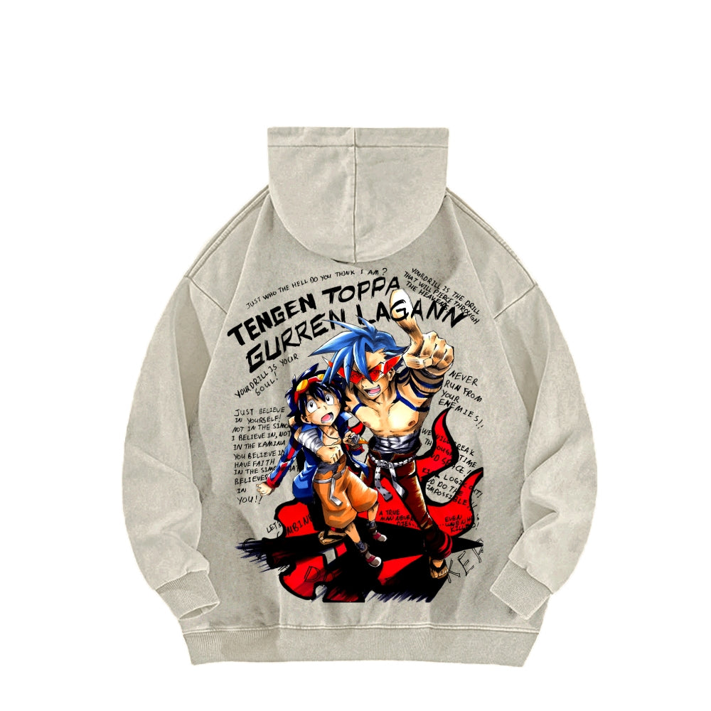Gurren lagann Tengen Toppa Unisex Washed Hoodie 2603014191