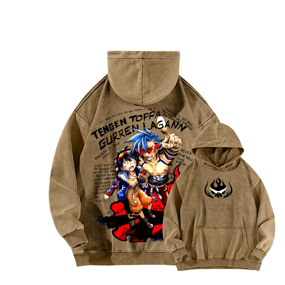 Gurren lagann Tengen Toppa Unisex Washed Hoodie 2603014191