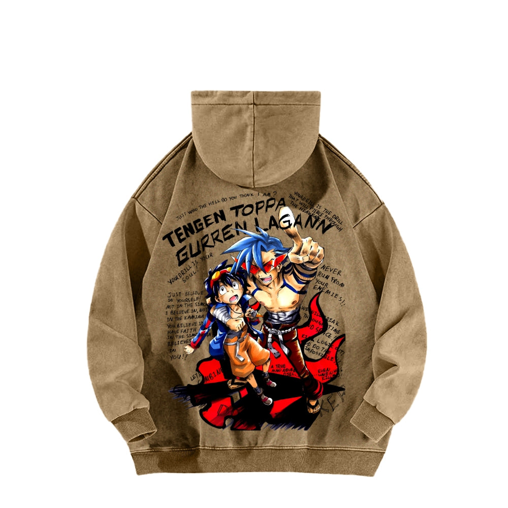 Gurren lagann Tengen Toppa Unisex Washed Hoodie 2603014191