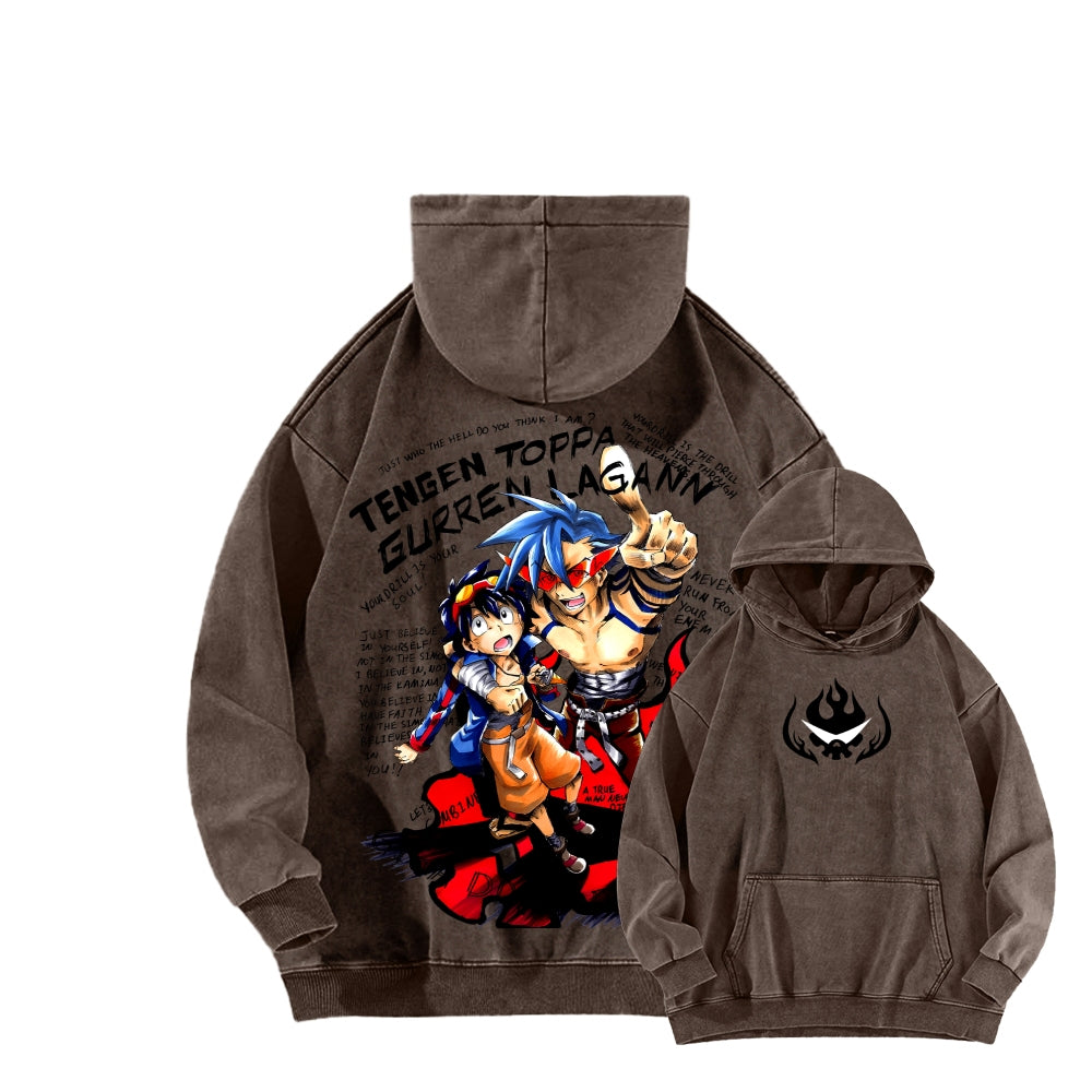 Gurren lagann Tengen Toppa Unisex Washed Hoodie 2603014191