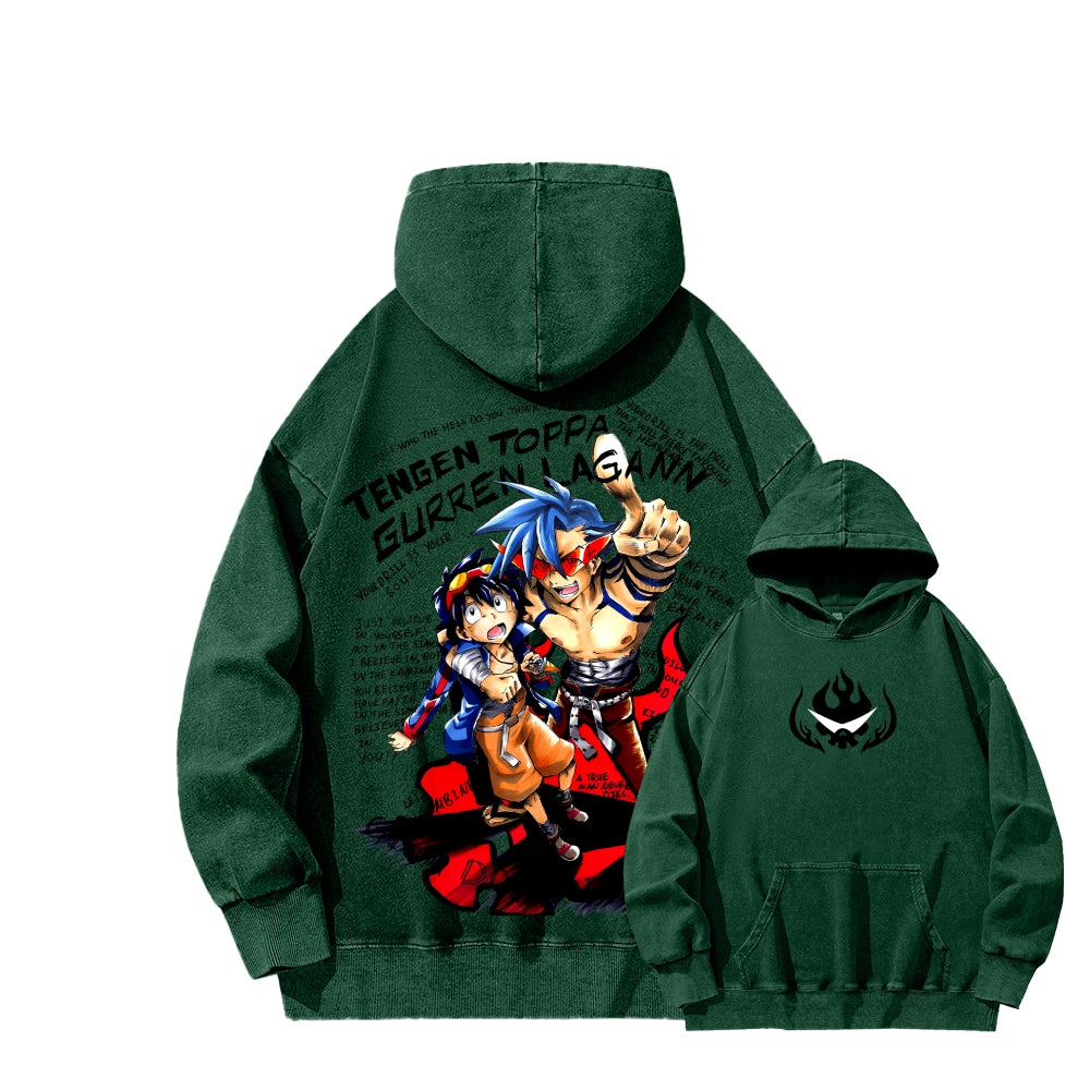 Gurren lagann Tengen Toppa Unisex Washed Hoodie 2603014191