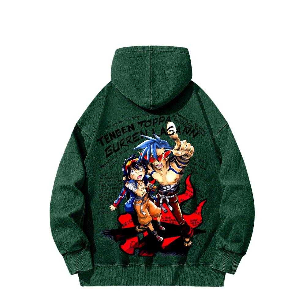 Gurren lagann Tengen Toppa Unisex Washed Hoodie 2603014191