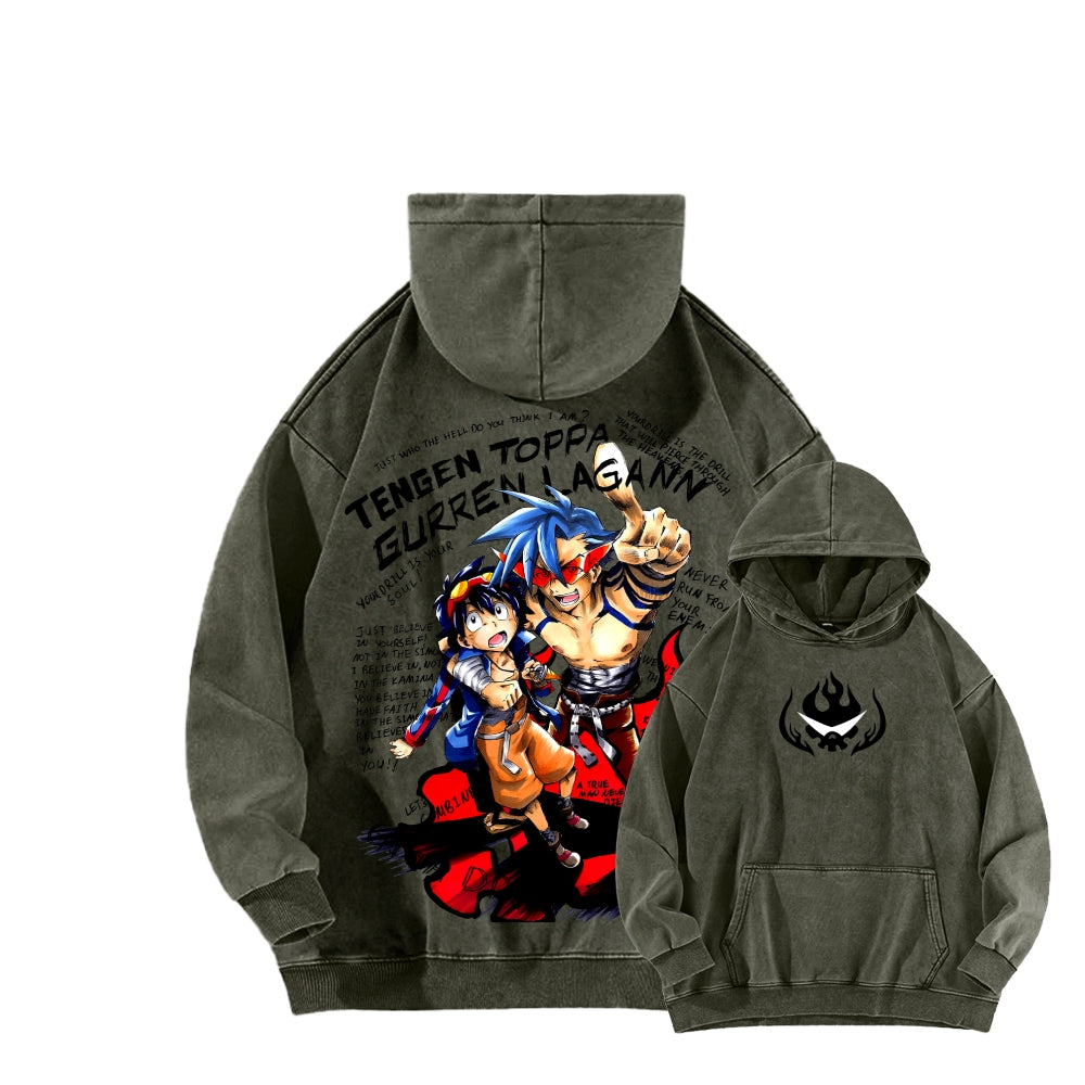 Gurren lagann Tengen Toppa Unisex Washed Hoodie 2603014191