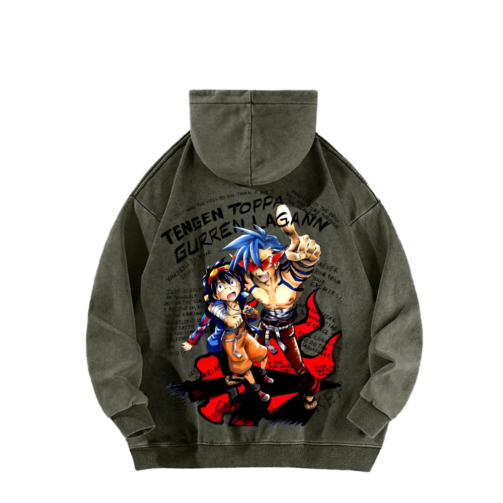Gurren lagann Tengen Toppa Unisex Washed Hoodie 2603014191