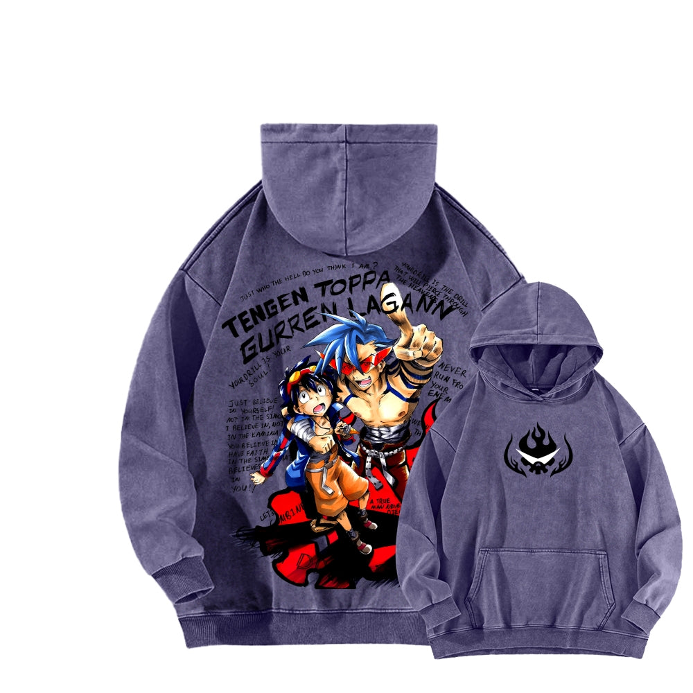 Gurren lagann Tengen Toppa Unisex Washed Hoodie 2603014191