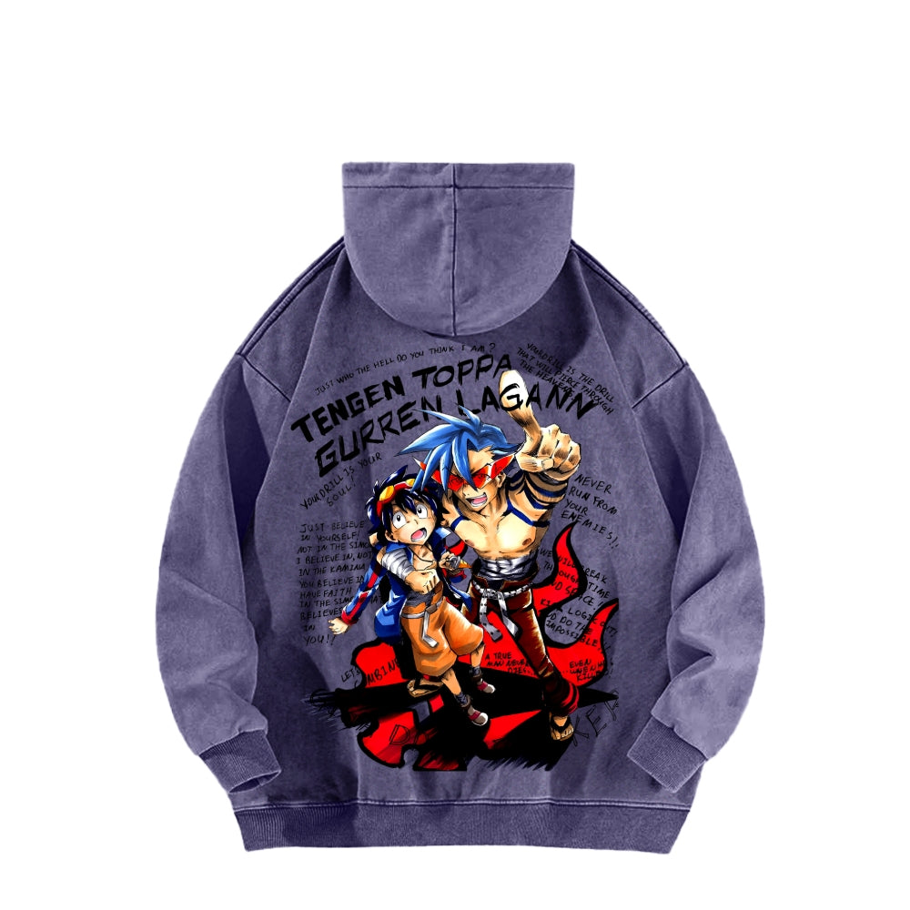Gurren lagann Tengen Toppa Unisex Washed Hoodie 2603014191