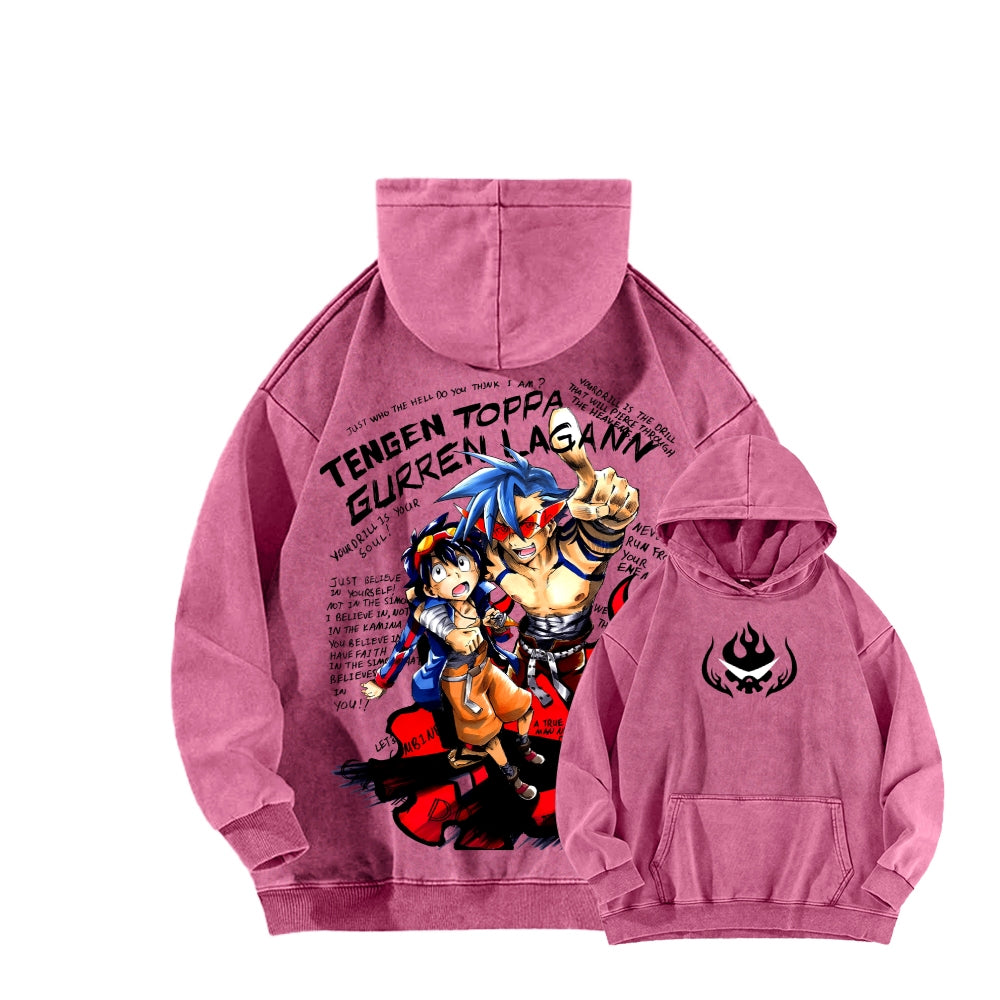 Gurren lagann Tengen Toppa Unisex Washed Hoodie 2603014191