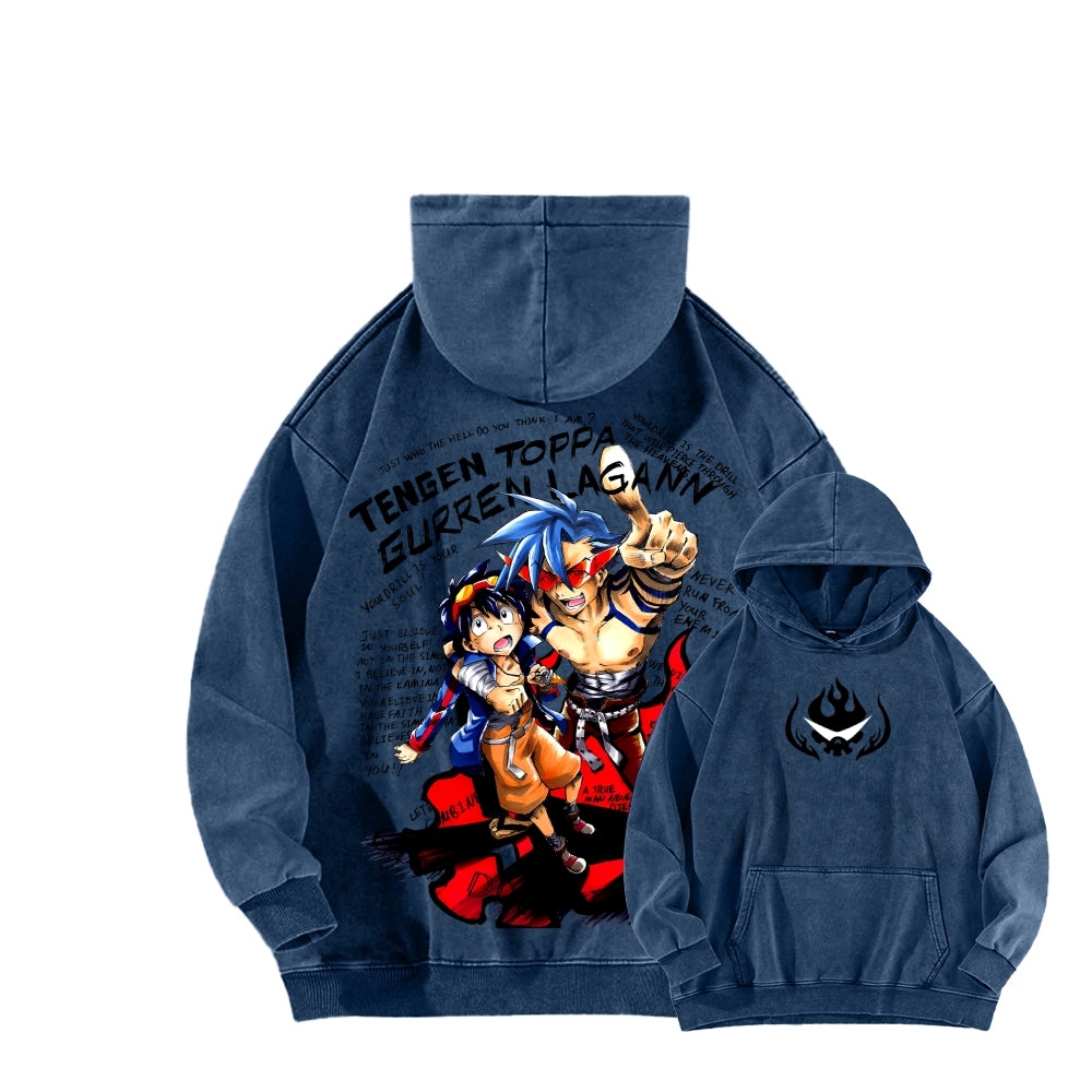 Gurren lagann Tengen Toppa Unisex Washed Hoodie 2603014191