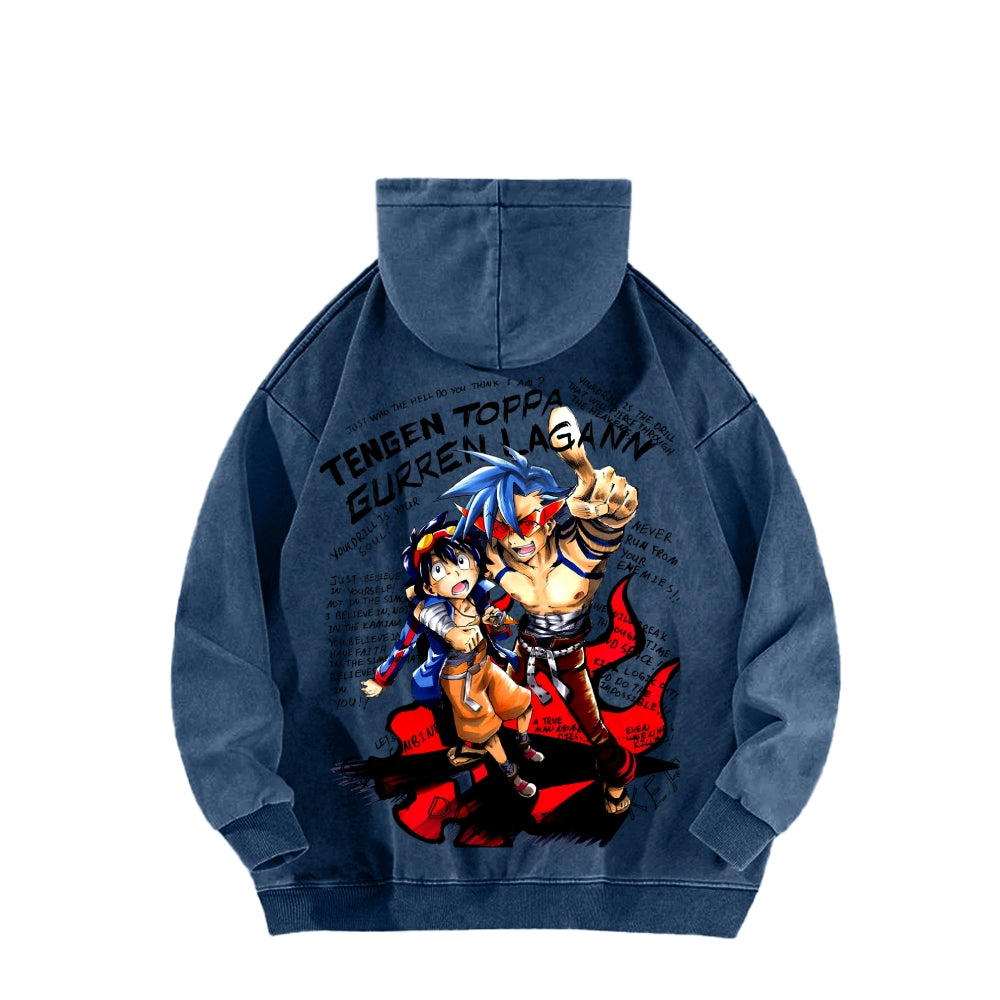 Gurren lagann Tengen Toppa Unisex Washed Hoodie 2603014191