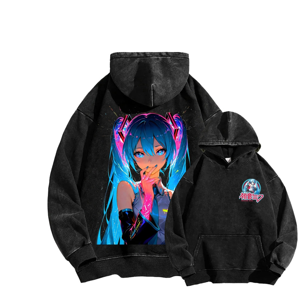 Hatsune Miku Unisex Washed Hoodie 2604011644