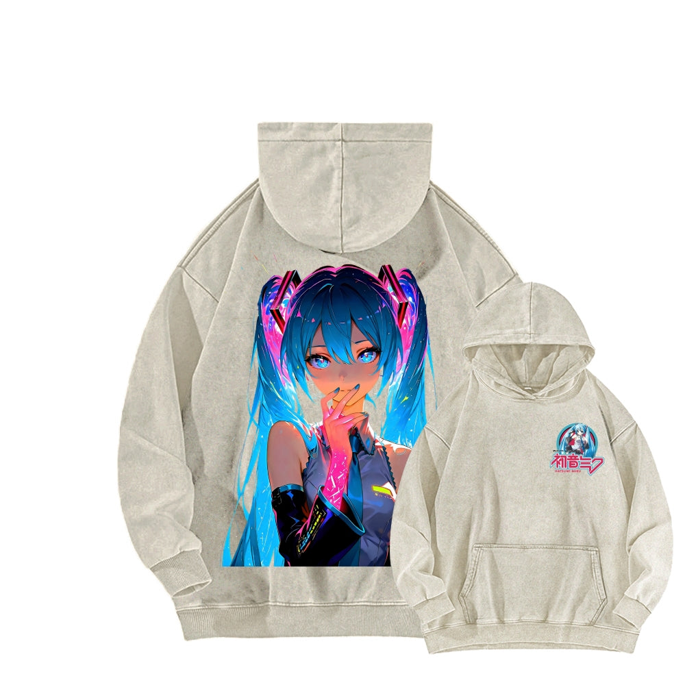 Hatsune Miku Unisex Washed Hoodie 2604011644