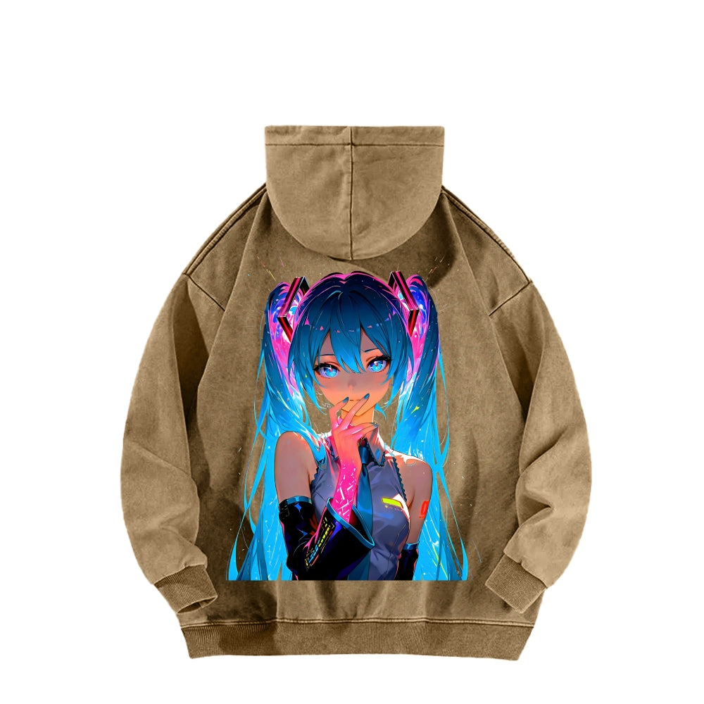 Hatsune Miku Unisex Washed Hoodie 2604011644