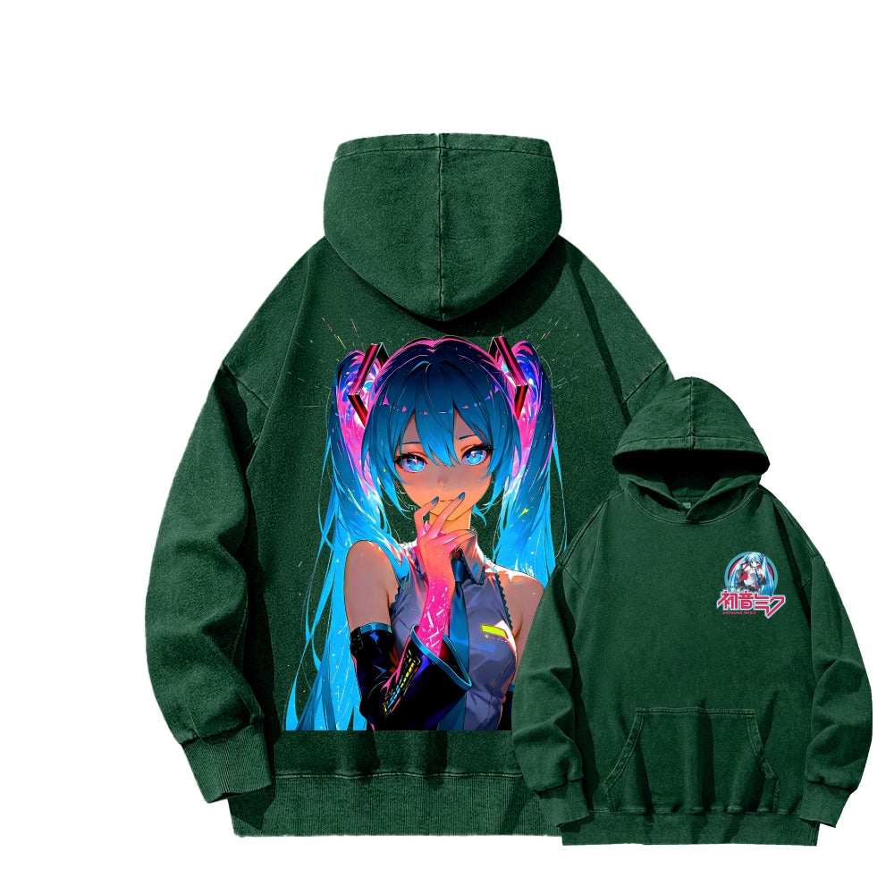 Hatsune Miku Unisex Washed Hoodie 2604011644