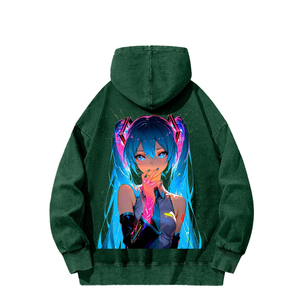 Hatsune Miku Unisex Washed Hoodie 2604011644