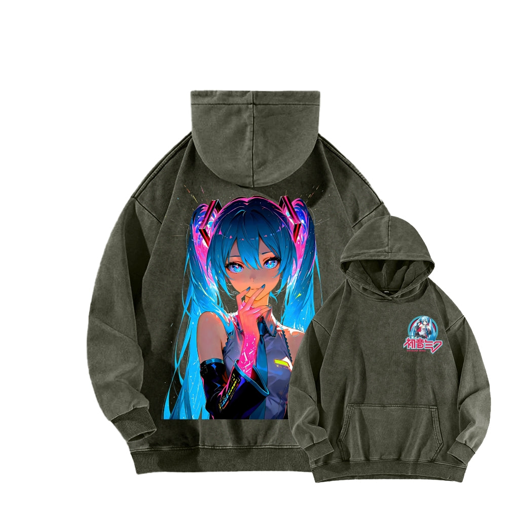 Hatsune Miku Unisex Washed Hoodie 2604011644
