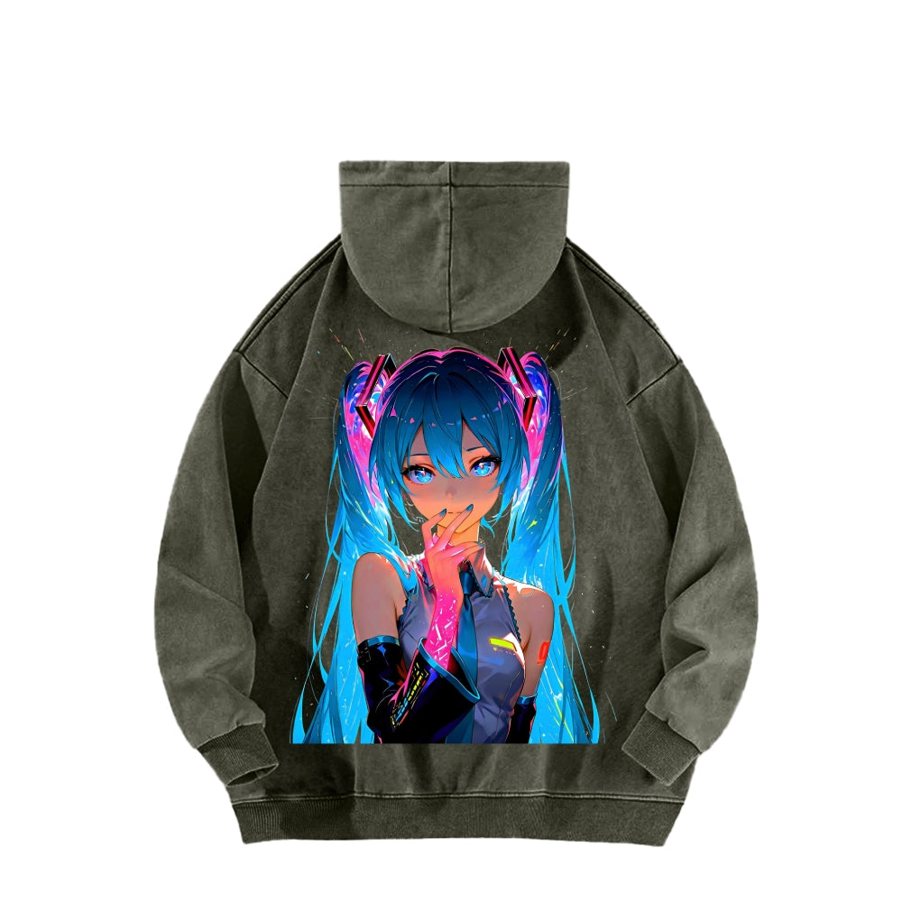 Hatsune Miku Unisex Washed Hoodie 2604011644