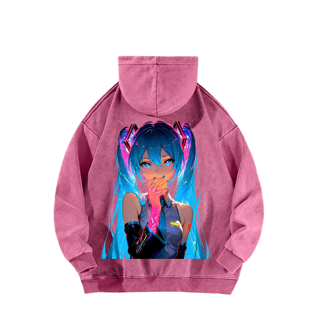 Hatsune Miku Unisex Washed Hoodie 2604011644