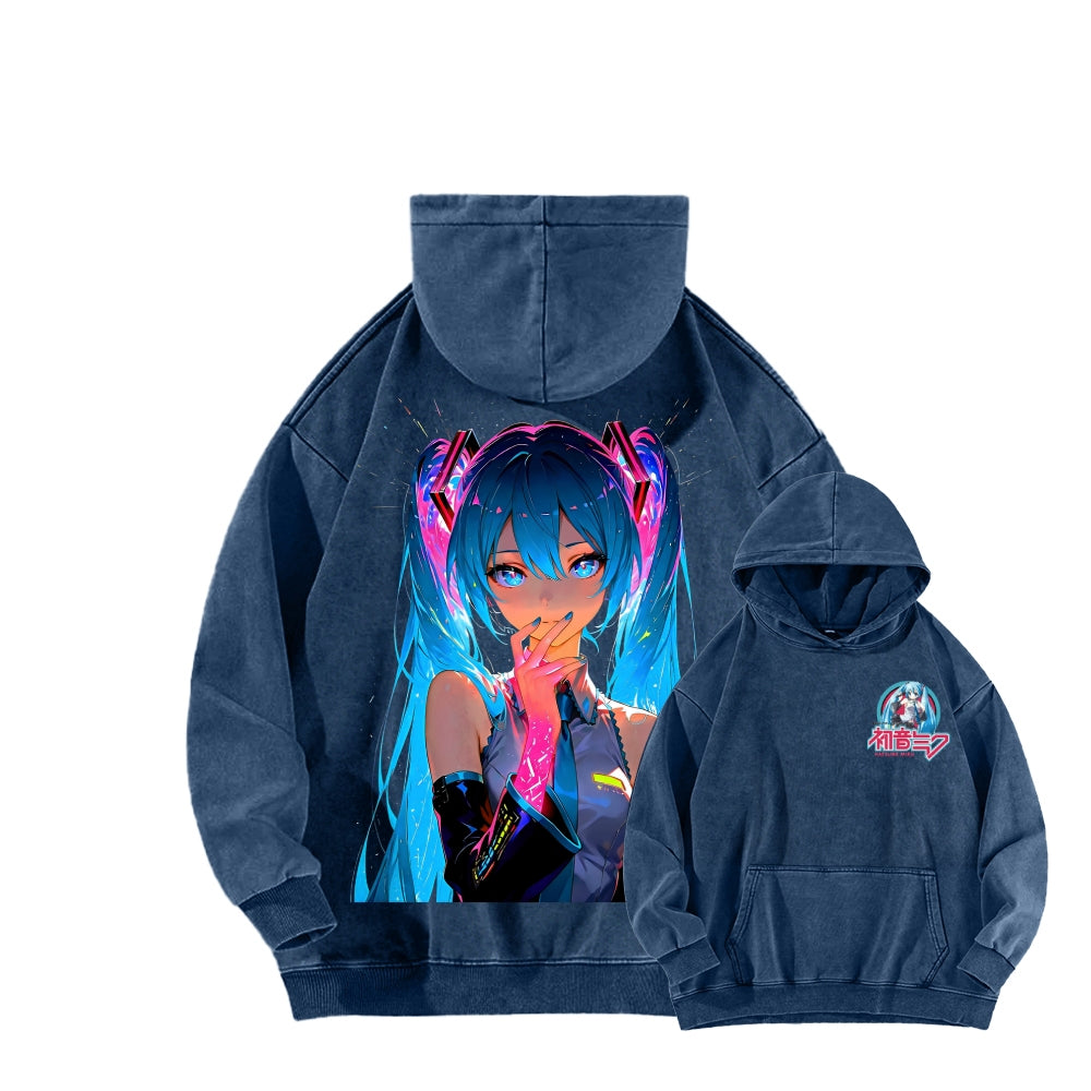 Hatsune Miku Unisex Washed Hoodie 2604011644