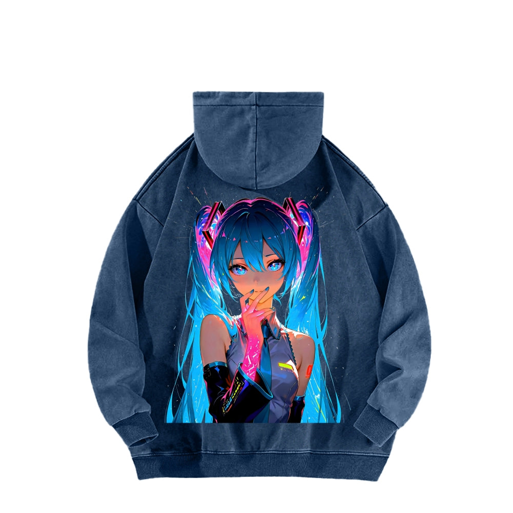 Hatsune Miku Unisex Washed Hoodie 2604011644