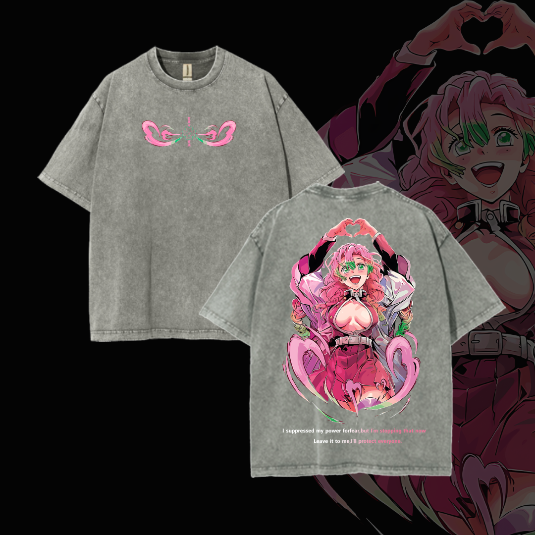 Hashira Demon Slayer Tee �?Rengoku, Giyu, Tengen, Obanai, Gyomei, Mitsuri Vintage Washed Oversized T-Shirt