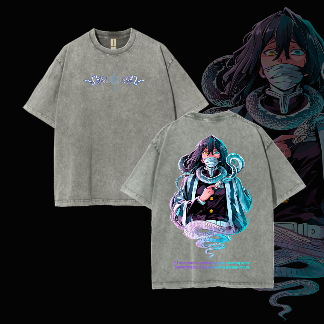 Hashira Demon Slayer Tee �?Rengoku, Giyu, Tengen, Obanai, Gyomei, Mitsuri Vintage Washed Oversized T-Shirt