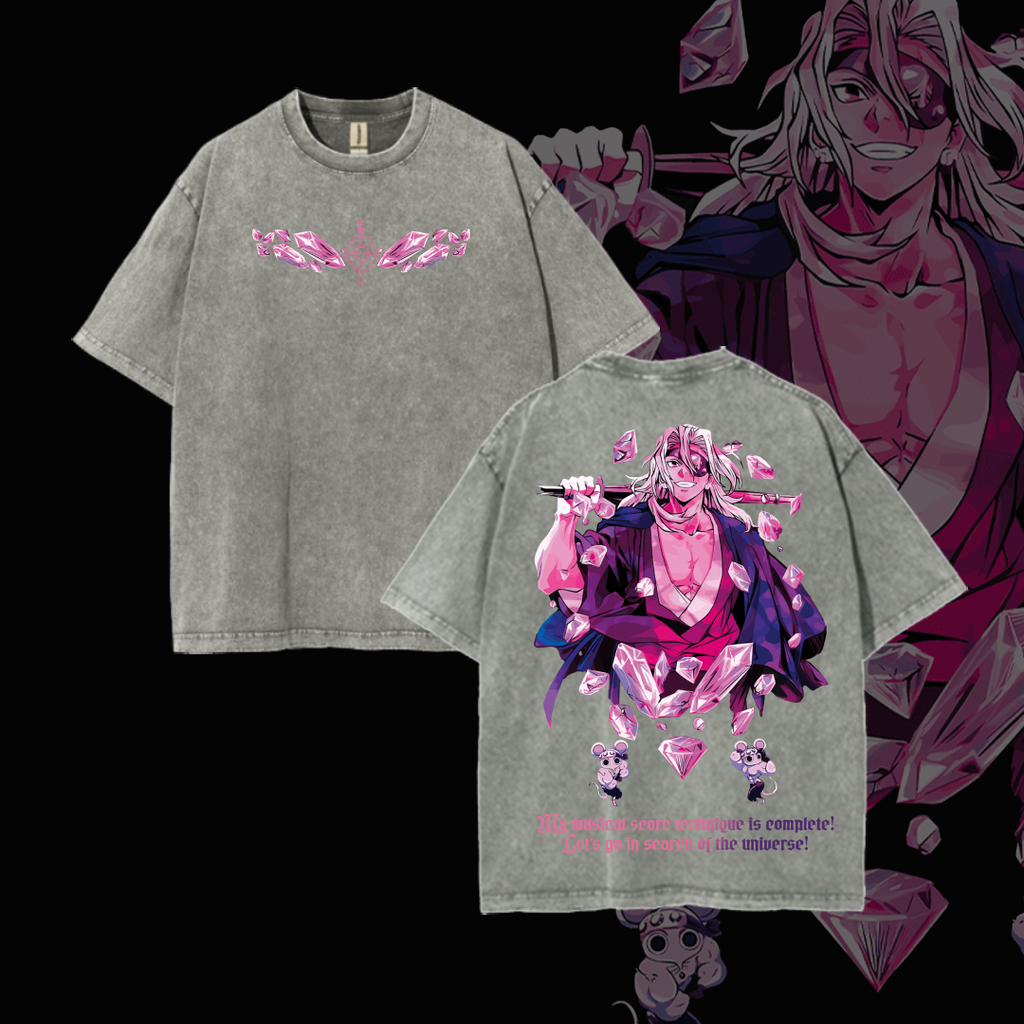 Hashira Demon Slayer Tee �?Rengoku, Giyu, Tengen, Obanai, Gyomei, Mitsuri Vintage Washed Oversized T-Shirt