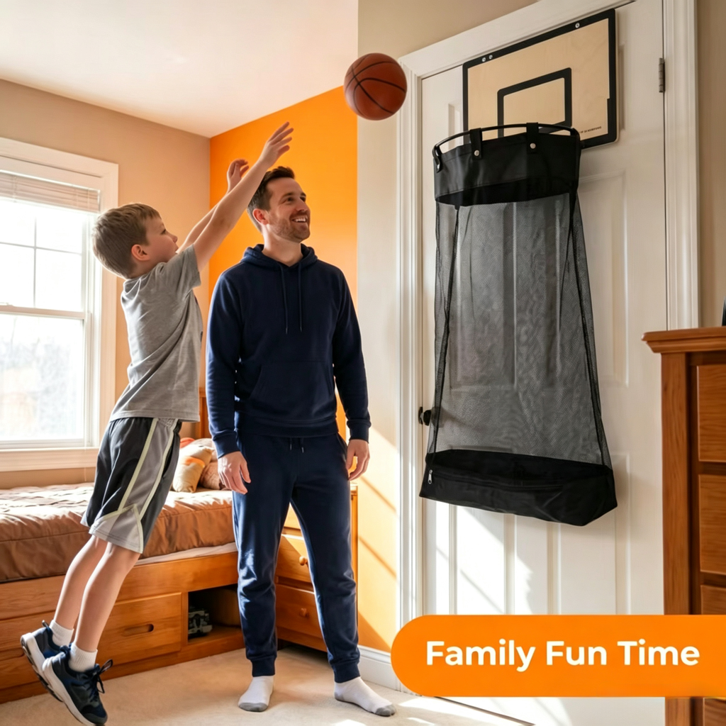 🏀 Slam & Sort™ Laundry Basketball Hamper