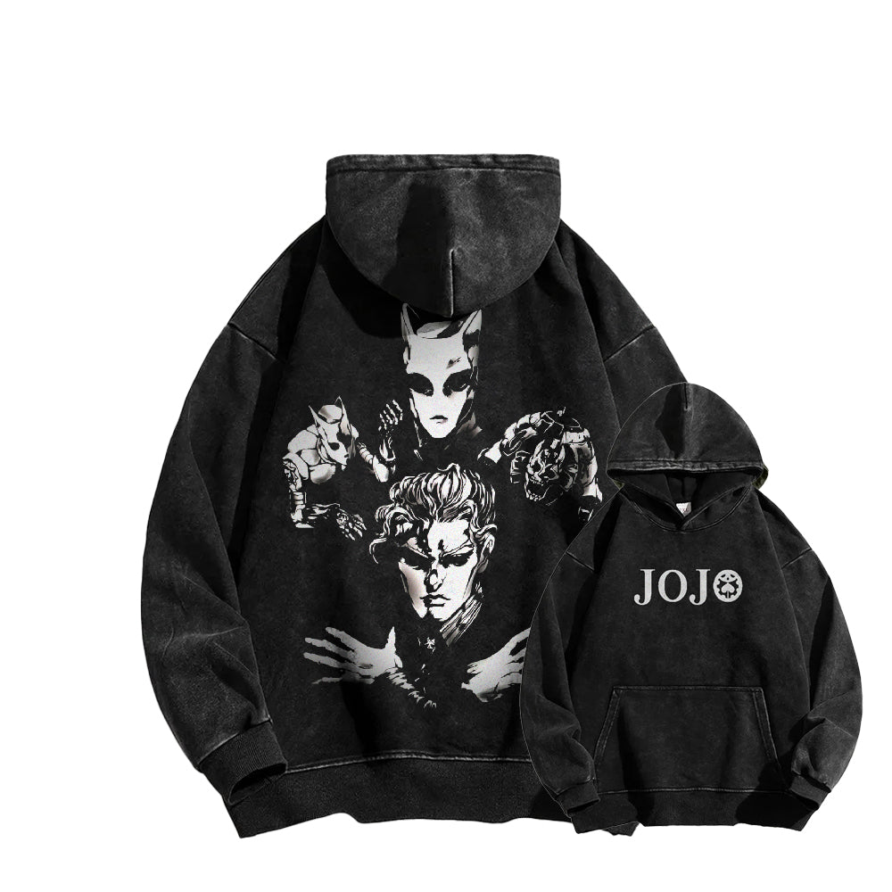 Yoshikage Kira Casual Washed Hoodies 2506023838