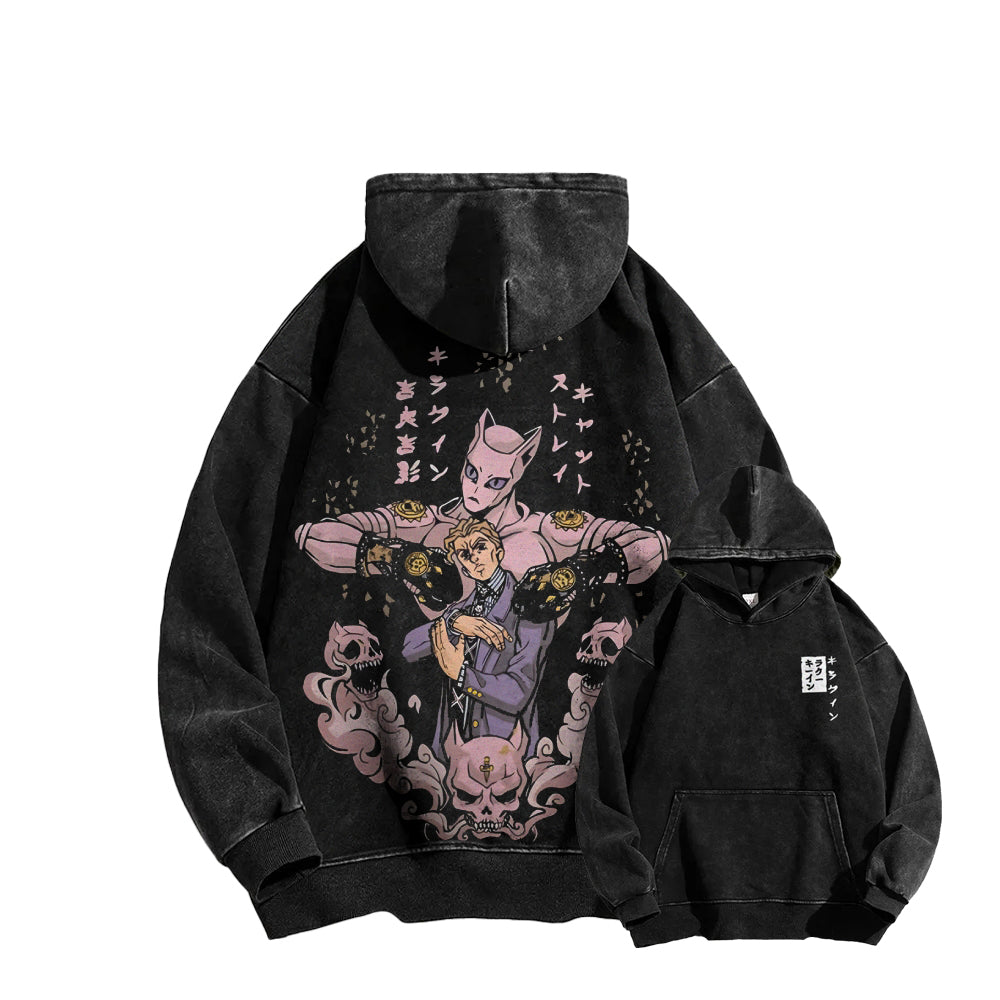Jojo's Bizarre Adventure Killer Queen Casual Washed Hoodies 2506023248
