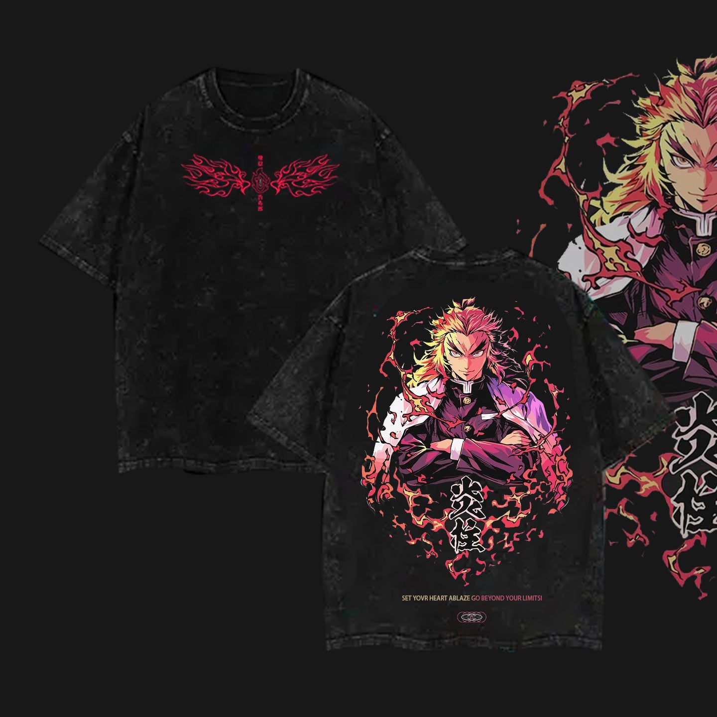 Hashira Demon Slayer Tee �?Rengoku, Giyu, Tengen, Obanai, Gyomei, Mitsuri Vintage Washed Oversized T-Shirt