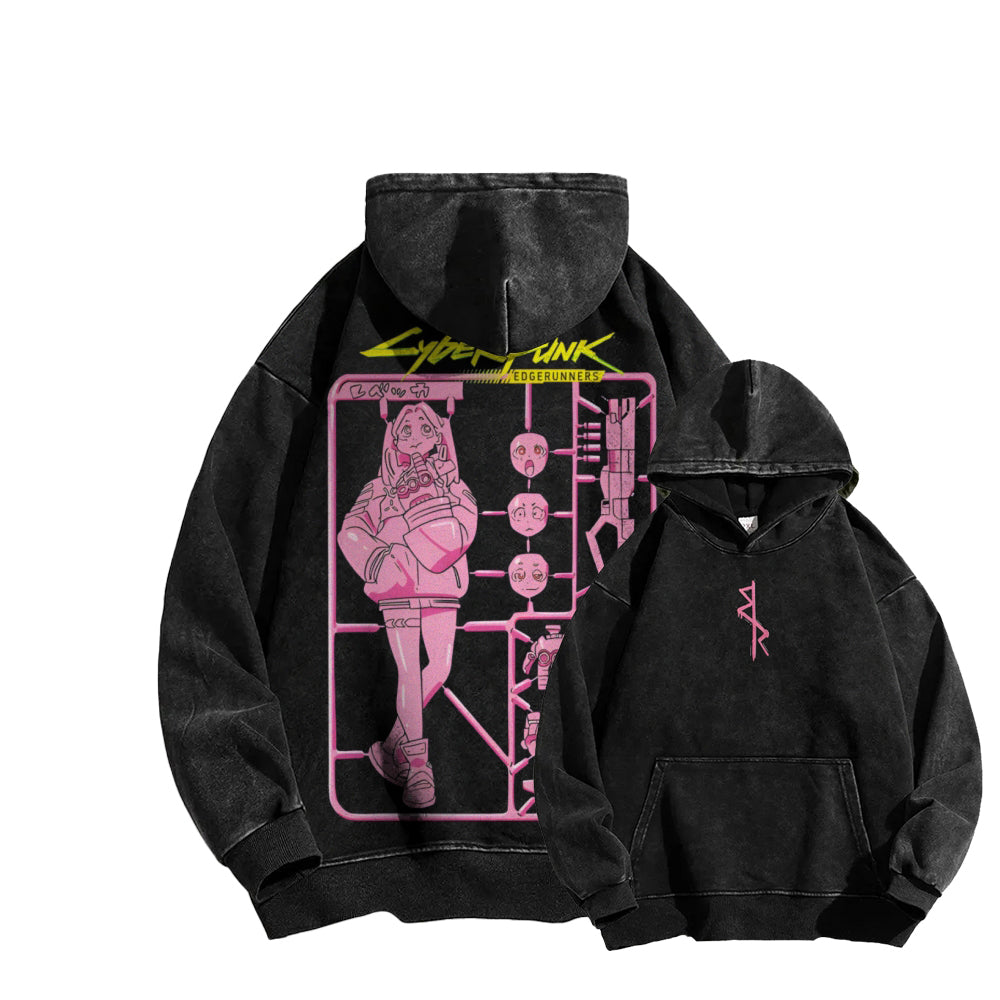 Cyberpunk Casual Washed Hoodie 2508010866