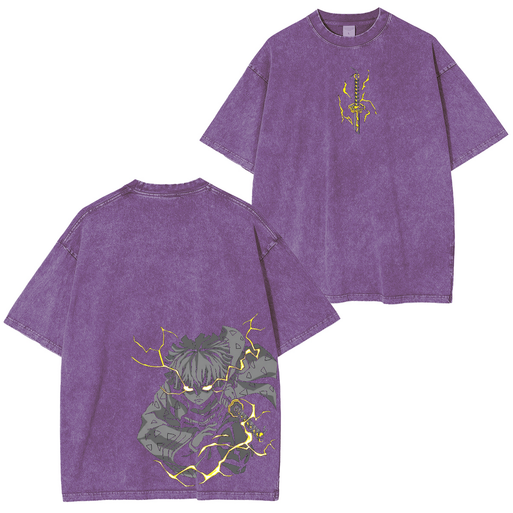 Zenitsu Agatsuma, Demon Slayer Anime Unisex Washed T-Shirt