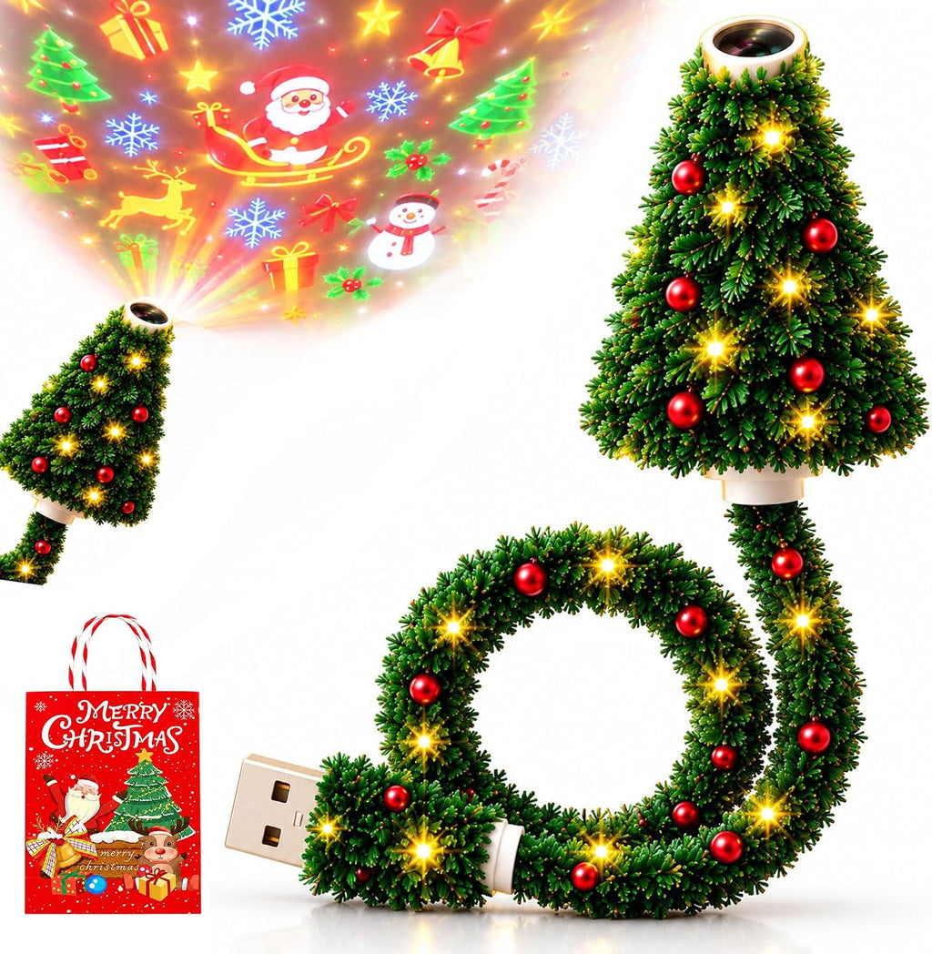 Plug and Play Hd USB Christmas Tree Projector with 6 Festive Scenes