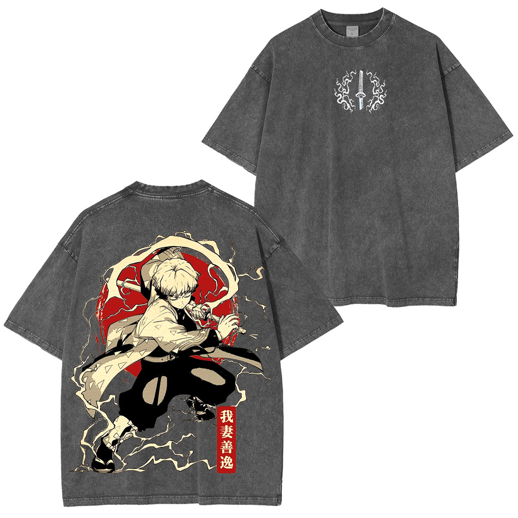 Zenitsu,Demon Slayer Anime Unisex Washed T-Shirt