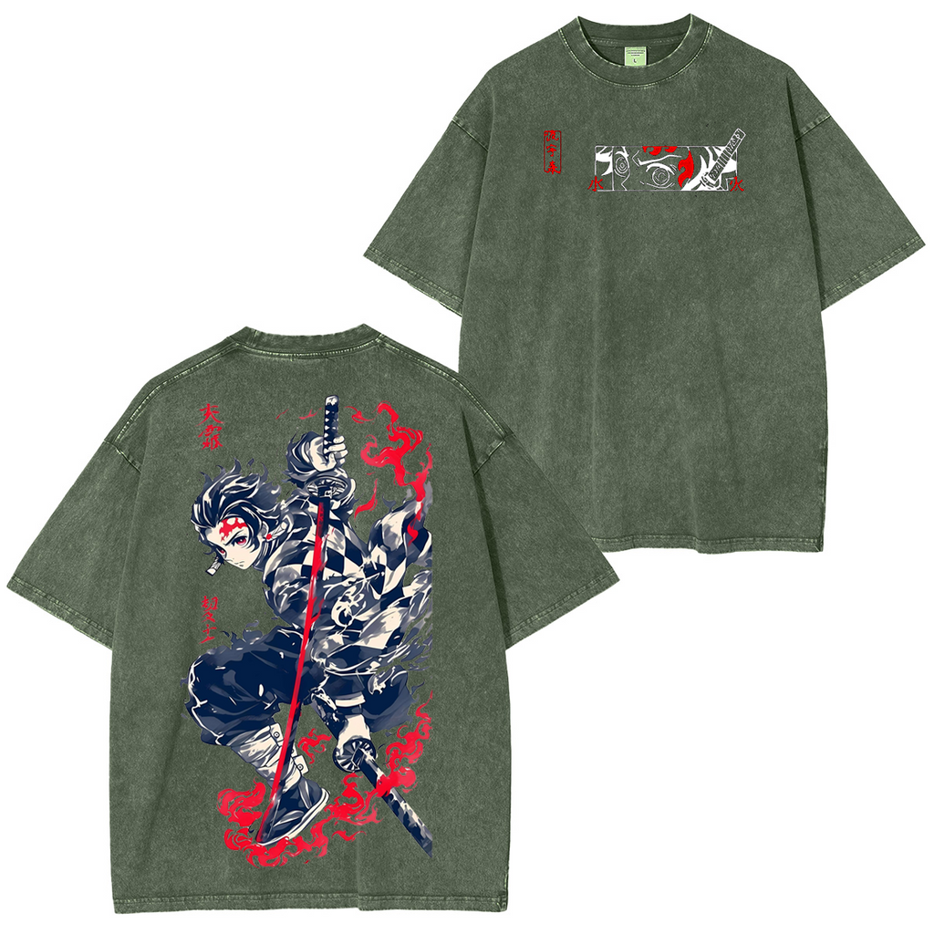 Kamado Tanjiro ,Demon Slayer Anime Unisex Washed T-Shirt