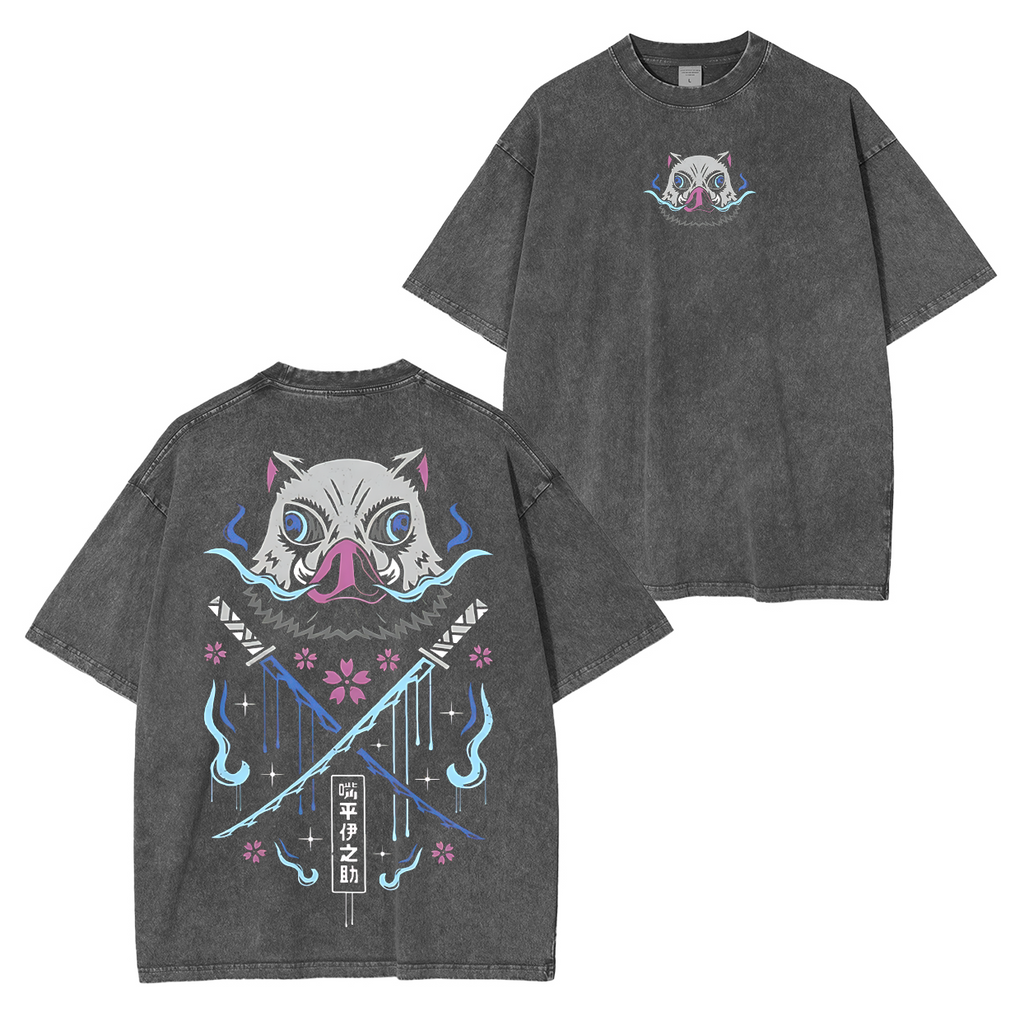 INOSUKE ,Demon Slayer Anime Unisex Washed T-Shirt