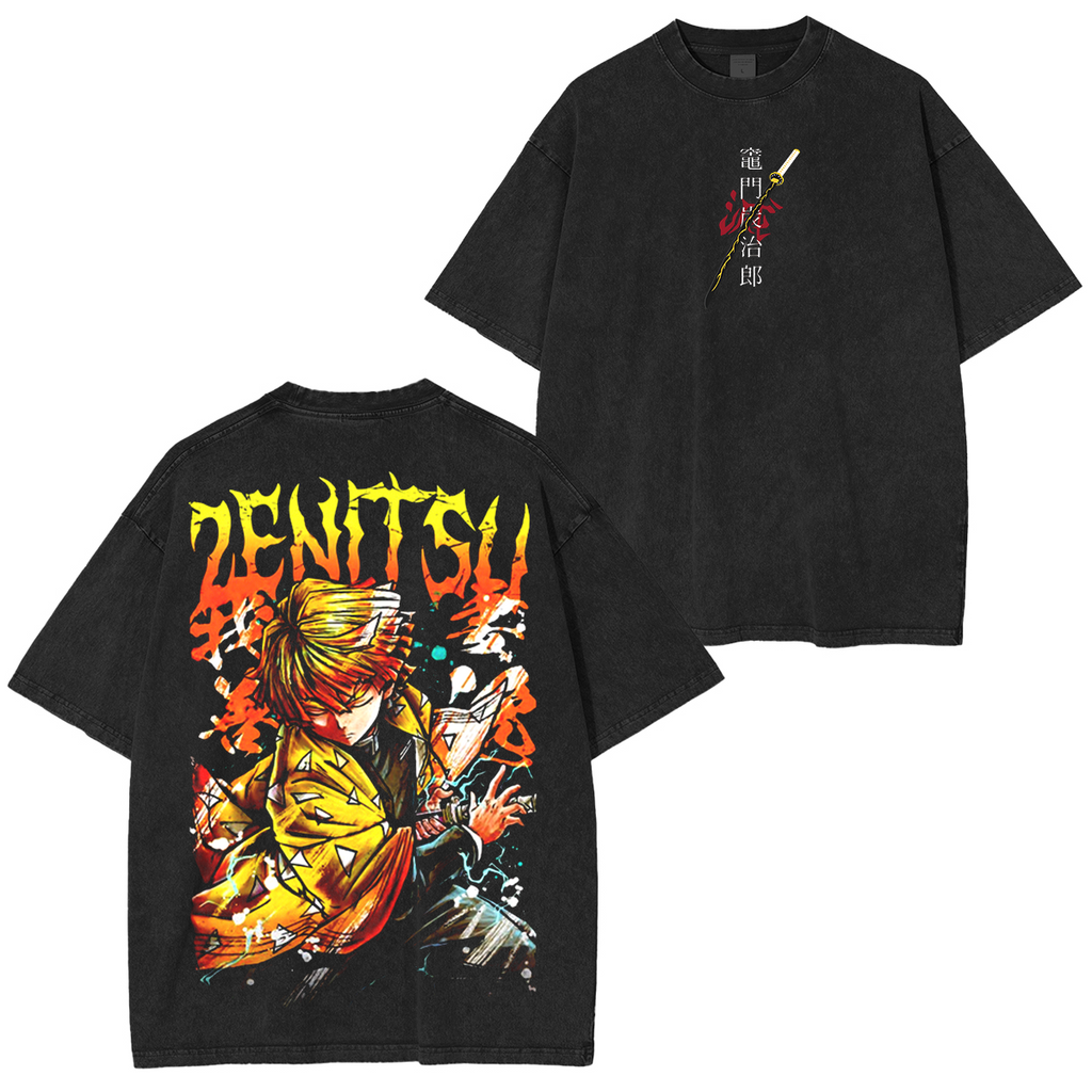 Zenitsu, Demon Slayer Anime Unisex Washed T-Shirt