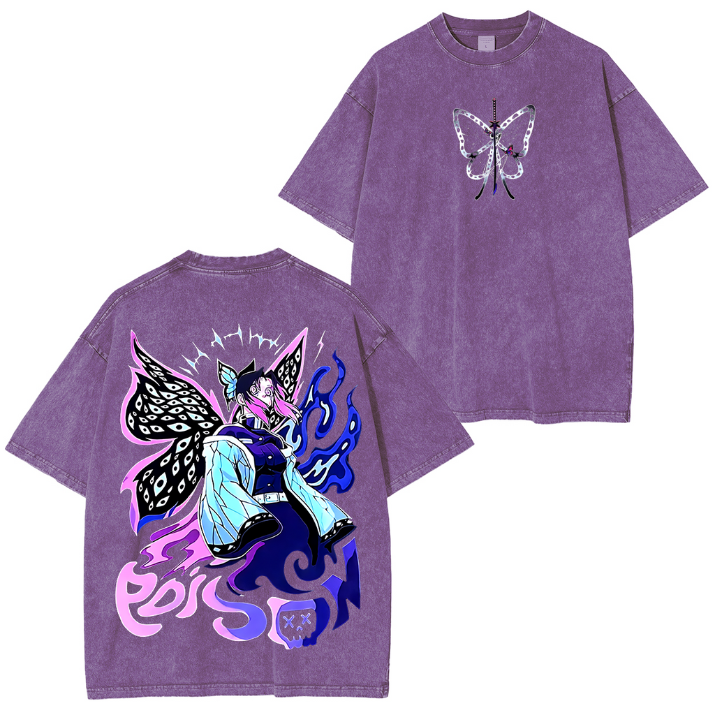Shinobu, Demon Slayer Anime Unisex Washed T-Shirt