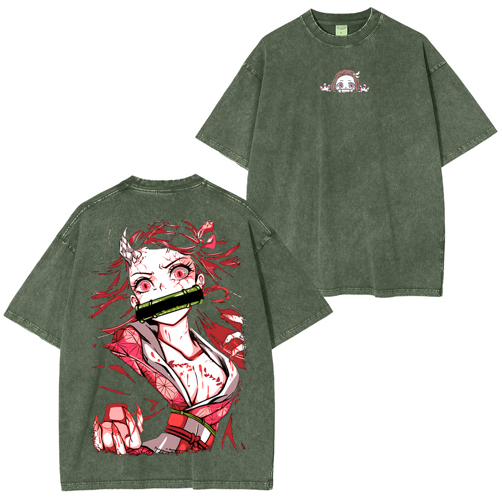 Nezuko Kamado, Demon Slayer Anime Unisex Washed T-Shirt
